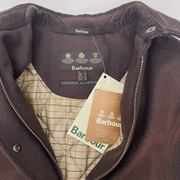 Barbour Newmarket Coat Women's Wool Brown Waterproof Breathable US 12 NWT $500 - Picture 2 of 16